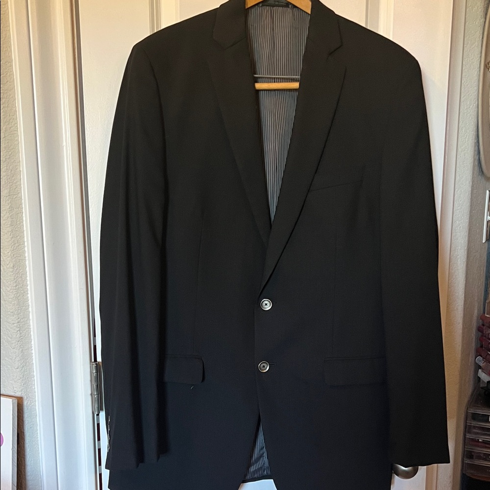 Calvin Klein Men's Black Blazer with Subtle Gray Accents